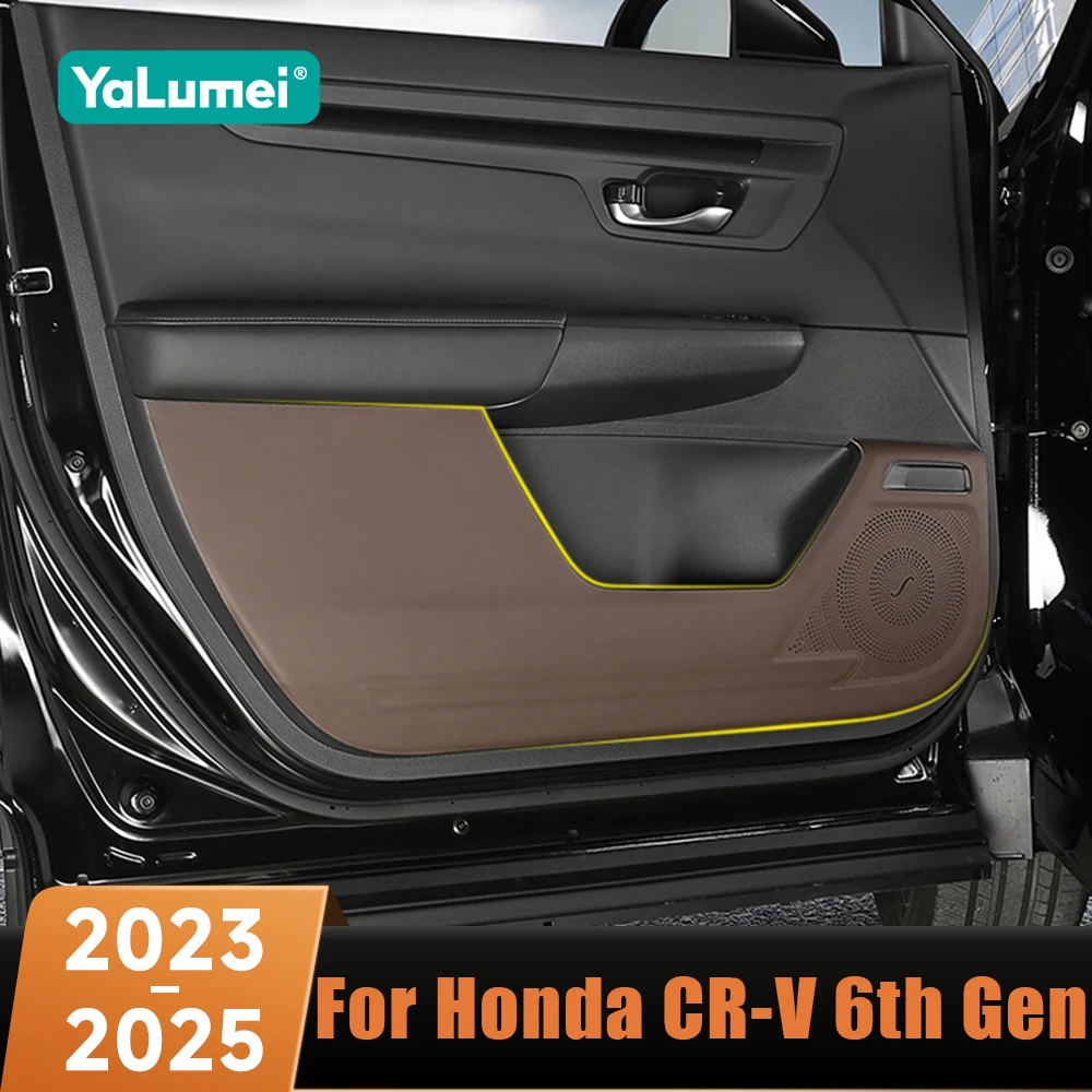 

Противоударные накладки на дверь автомобиля для Honda CR-V CRV 6-го поколения 2023 2024 2025 гибридные кожаные защитные накладки на боковую дверную панель, противогрязные накладки