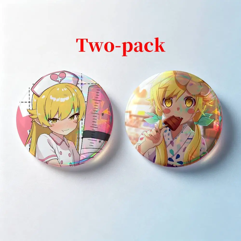 Shinobu Oshino Monogatari Series 2 Pieces Set Badge Set Fashion Brooches for Women Men Backpack Accessory Bag Badge Jewelry Gift