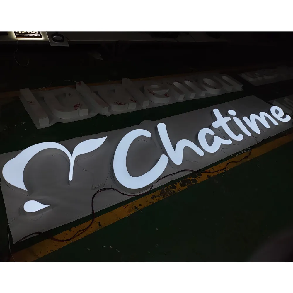 Custom Large Business Sign Illuminated 3D Metal Logo LED Light Durable Outdoor Shop Door Decor Personalized LED Backlit Signage