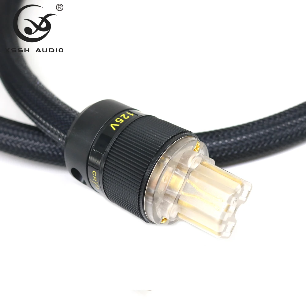 XSSH 오디오 YIVO FURUTECH HIFI 증폭기 OFC 순수 구리 금 도금 영국 IEC AC 여성 남성 전원 플러그 전원 케이블 코드 와이어