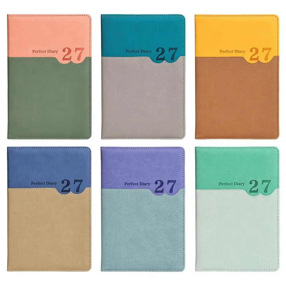 New PU 2027 Daily Planner Ribbon Bookmark Thick Paper Weekly Agenda Stitched Cover Monthly Planner Daily Planning