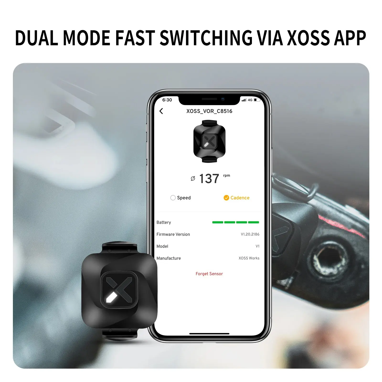 XOSS Vortex Speed Cadence Sensor for Bicycle Computer IPX7 Waterproof 300Hrs Battery Life Bluetooth ANT+ Bike Accessories MTB