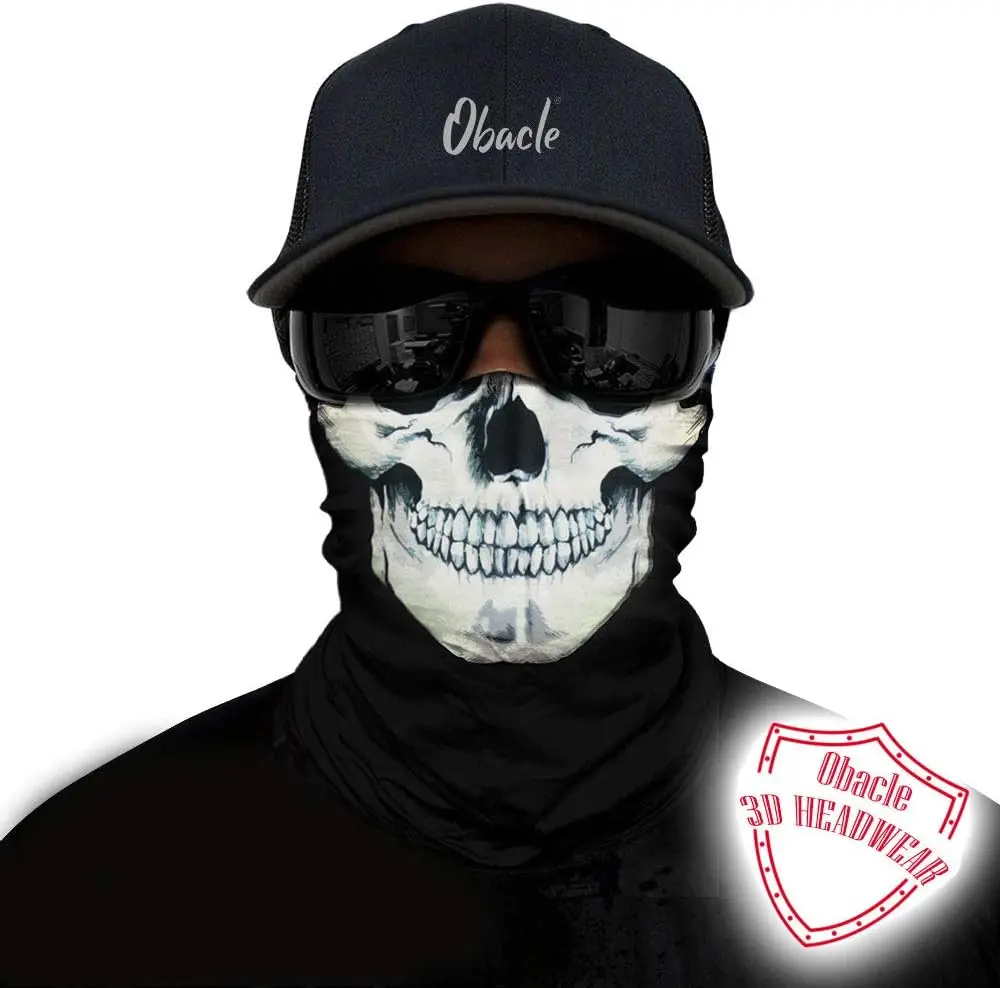 قناع وجه على شكل جمجمة للحماية من الغبار والرياح والشمس للرجال والنساء لركوب الدراجات النارية بدون خياطة وشاح درع باندانا قناع الوجه