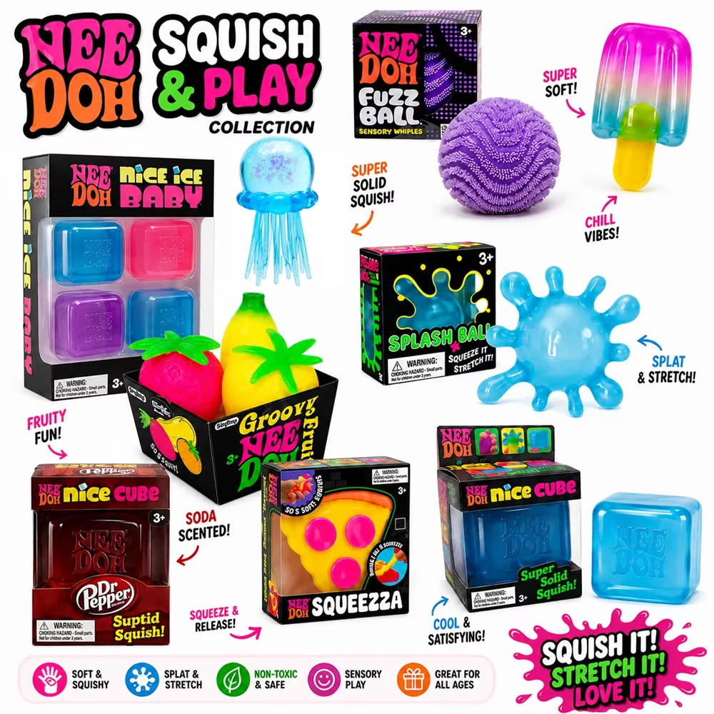 Schylling Nee Doh Nice Cube Nice-Sicle Sensory Toy, Stress Relief Squishy Squeeze Cube, Calming Fidget for ADHD & Focus