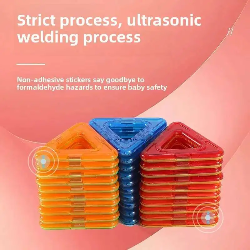 ビッグサイズ 10-100 個磁気デザイナー建設セット磁気ブロック三角形正方形アクセサリー教育玩具子供のため