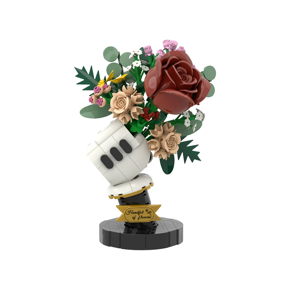 MOC Flowers Bouquets Building Blocks Kit Cartoon Vase Living Room Bouquet Plant  Home Holidays Decor Bricks Toys Adult Gift - view 3