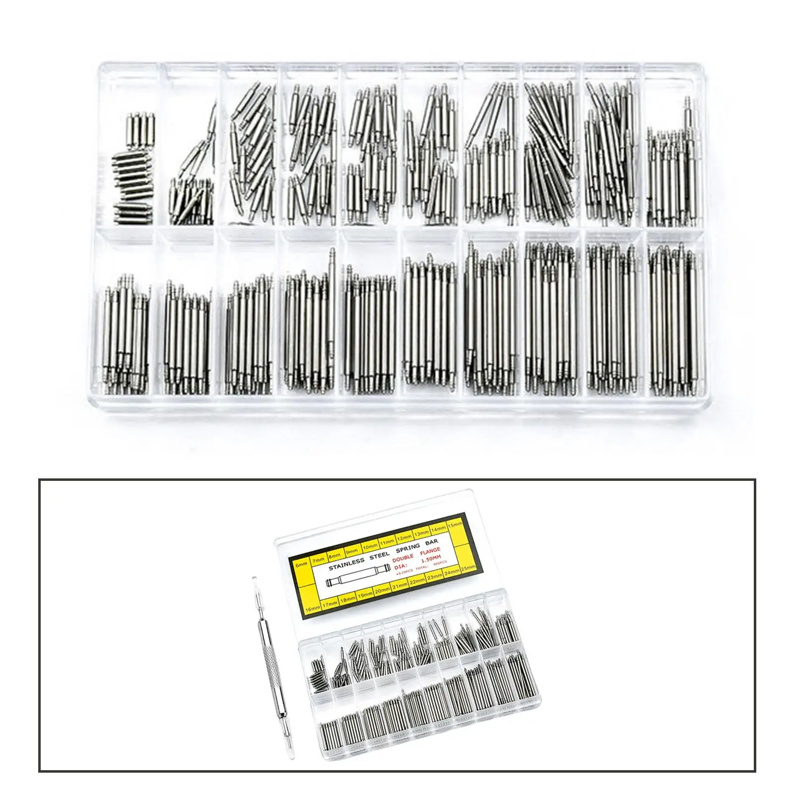 400 Pieces Spring Strap Link Pins Stainless Steel Cotter Double Flange Spring Organizer suitable for watchmaker