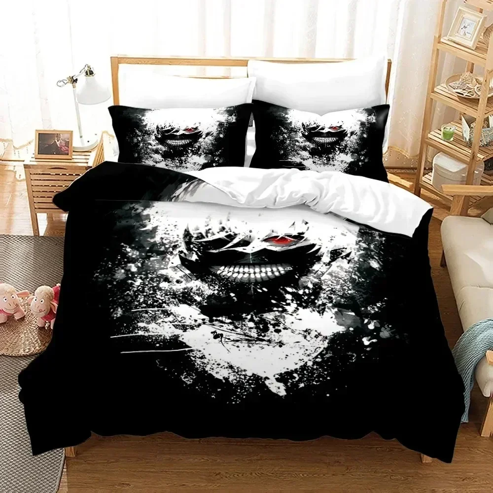 

3D Print Anime Tokyo Ghoul Bedding Set Printed With Pillowcase Bed Duvet Cover Soft Queen King Size Bedclothes Home Boys Adult