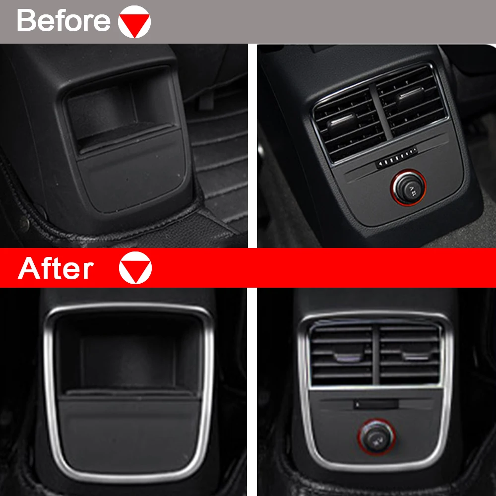 For Audi A3 8V 2014-2020 Car Rear Console Air Outlet Sticker Frame Cover Decor Stainless Steel Cigarette Panel Trims Accessories - view 3