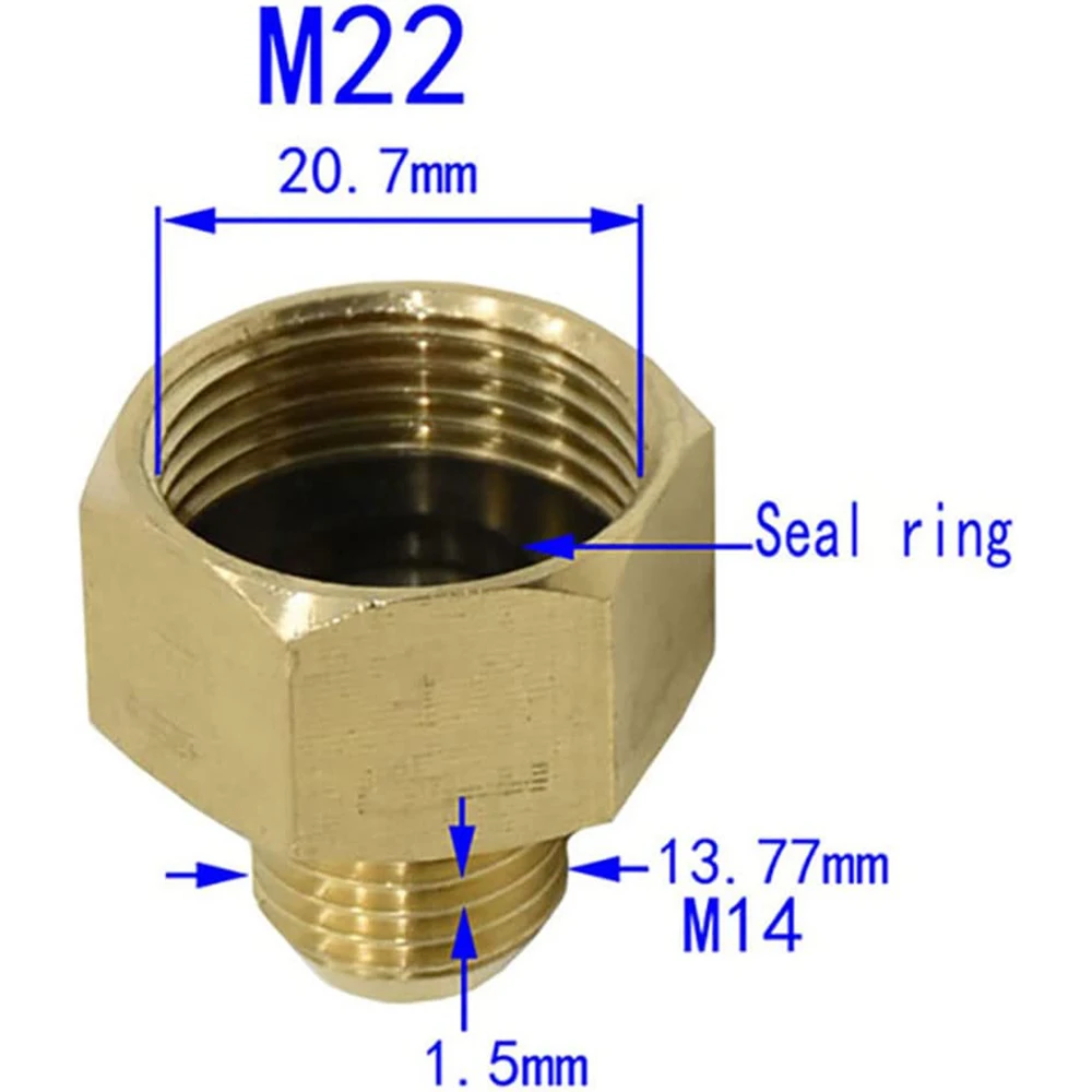 Female M22 To M14 Male Connector Brass Adapter Pressure Washer Reducing Joint Threaded Connector Spray Machine Fittings