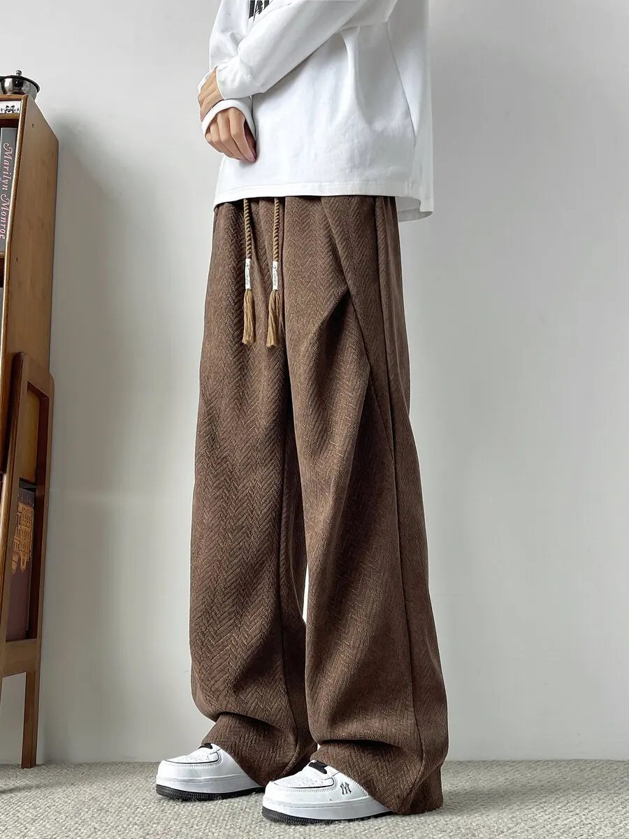 

American Retro Striped Sweatpants Men's Spring Autumn Student Heavyweight Loose Casual Straight Leg Wide Leg Long Pants