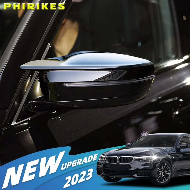 밝은 블랙 사이드 윙 백미러 커버 캡, BMW 3 시리즈 G20 G21 G28 320d 330e 330i 340i 2019-2022 M4 스타일 LHD RHD용, 2p