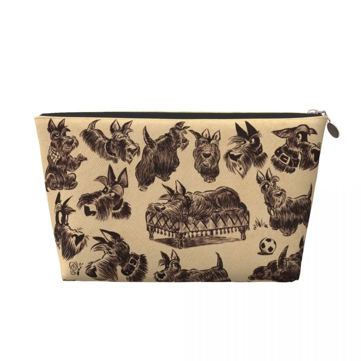 Custom Vintage Scottie Dog Makeup Bag for Women Travel Cosmetic Organizer Fashion Scottish Terrier Storage Toiletry Bags