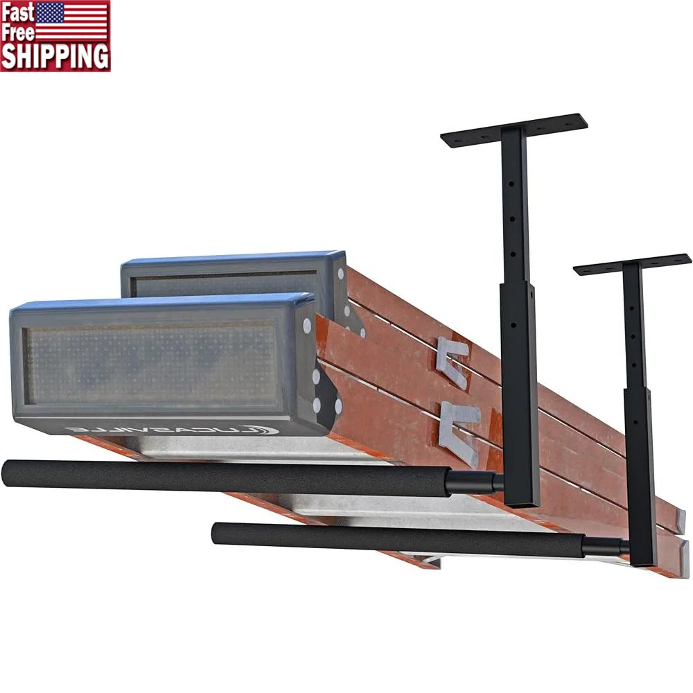 Adjustable Ceiling Rack Kayak Ladder Surfboard Storage Heavy Duty Garage Space Saver Overhead Organizer Easy Install