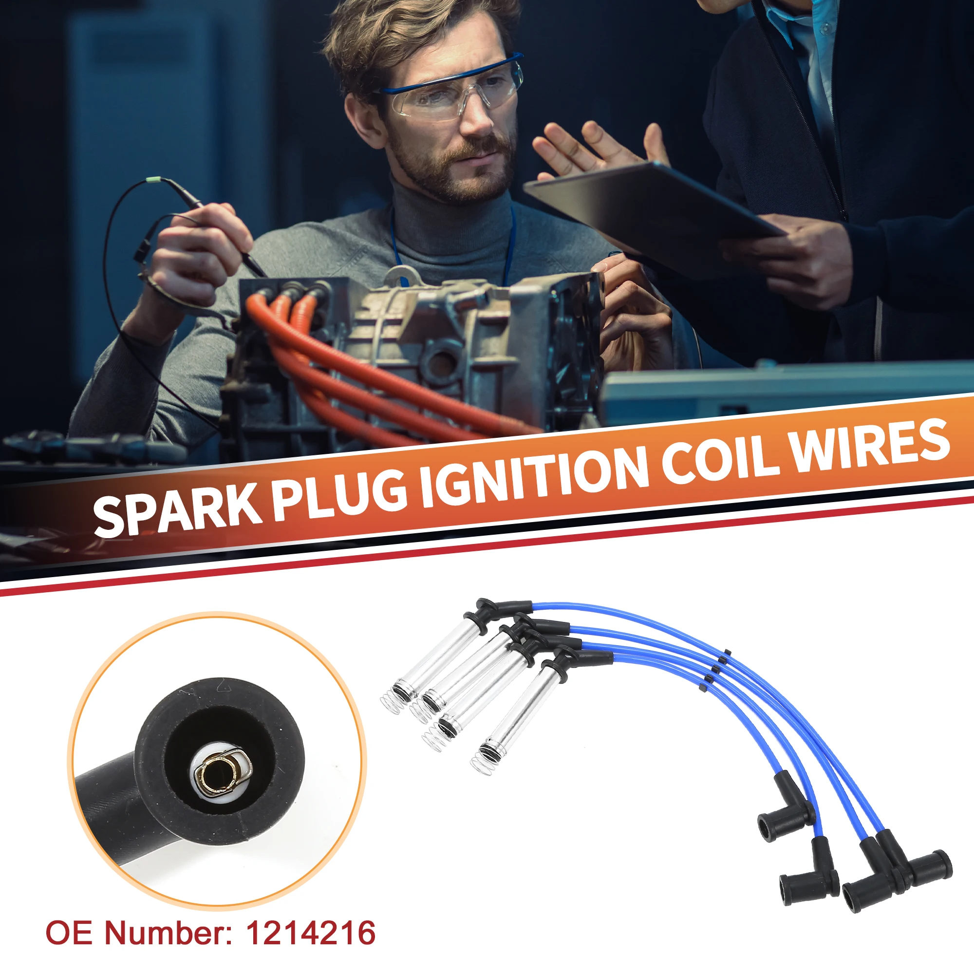 

UXCELL 4 Pcs Spark Plug Wire Ignition Coil Cable No.1214216 for Ford Fiesta V 2001-2008