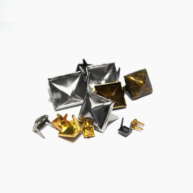 12 mm Silver Square Iron Buckle Decorative Leather Rivet For Clothes Bags Shoes Metal Conical Buttons Gothic Punk Nail