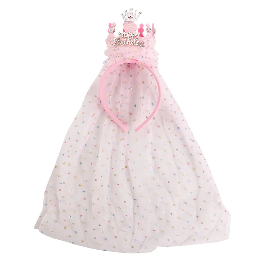 

Корона для детей с блестками, сетка с днем рождения на день рождения, повязка для волос в корейском стиле, аксессуары для волос, обруч для волос для девочек