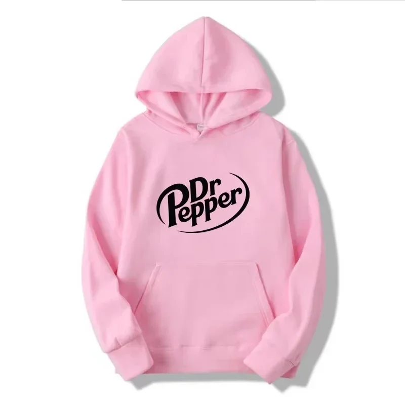 2025 Autumn Warm Dr Pepper Letter Printed Hoodies Street Men Fashion Fleece Sweatshirts Casual Unisex Pullover Tops Fashion Tre