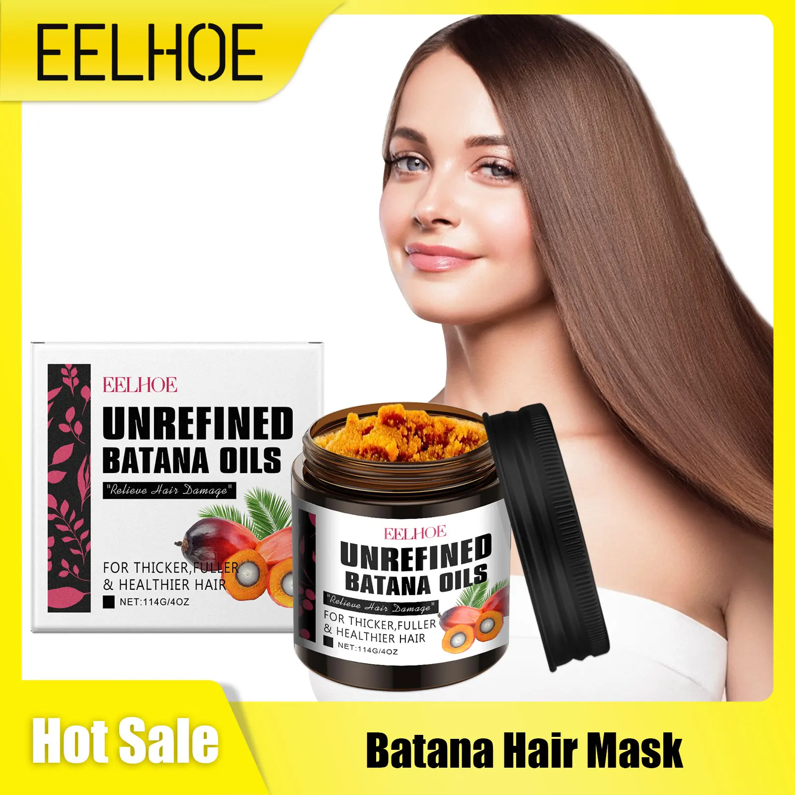 

Batana Hair Mask Anti Frizz Split Ends Bald Strengthening Scalp Repair Damaged Hair Nourishing Smoothing Soften Hair Care Mask