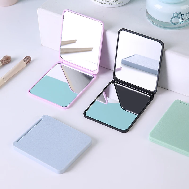 Foldable Makeup Mirror Mini Square Makeup Mirror Portable Hand Mirrors Double-sided Compact Mirror Pocket Cosmetic Mirror