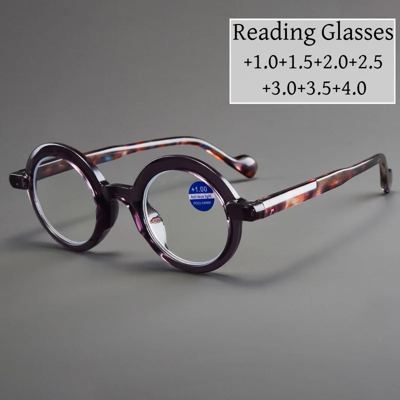 

Small Round Reading Glasses Fashion Ladies Blue Light Blocking Far Sight Eyeglasses Finished Optical Presbyopia Eyewear +1.0+1.5