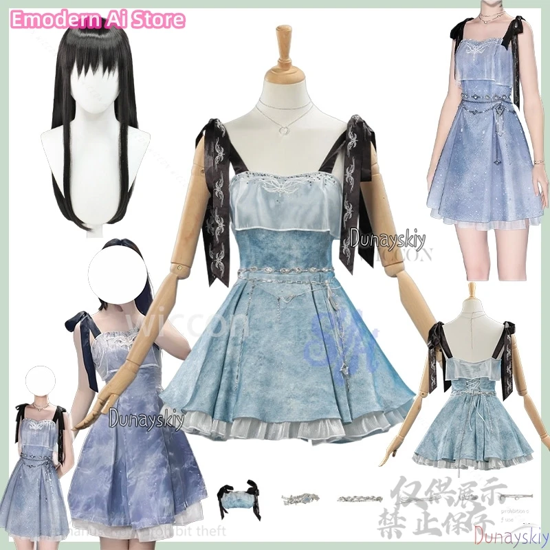 

heroine cosplay game Love And Deepspace anime costume Denim Dress blue Sleeveless Vintage Mini Dresses Y2K Halloween customized