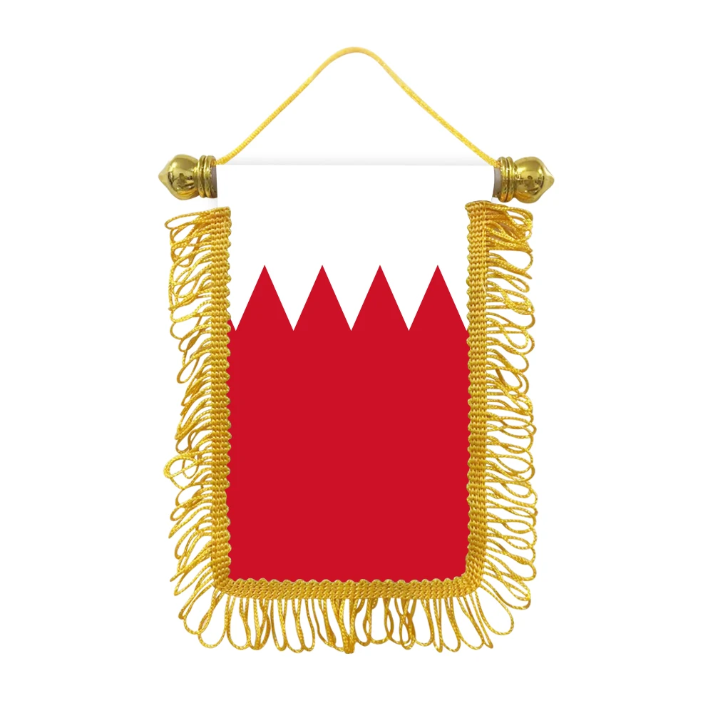 Bahrain small hanging flag 10x15cm triangular flag car decoration hanging flag double-sided pattern with suction cup