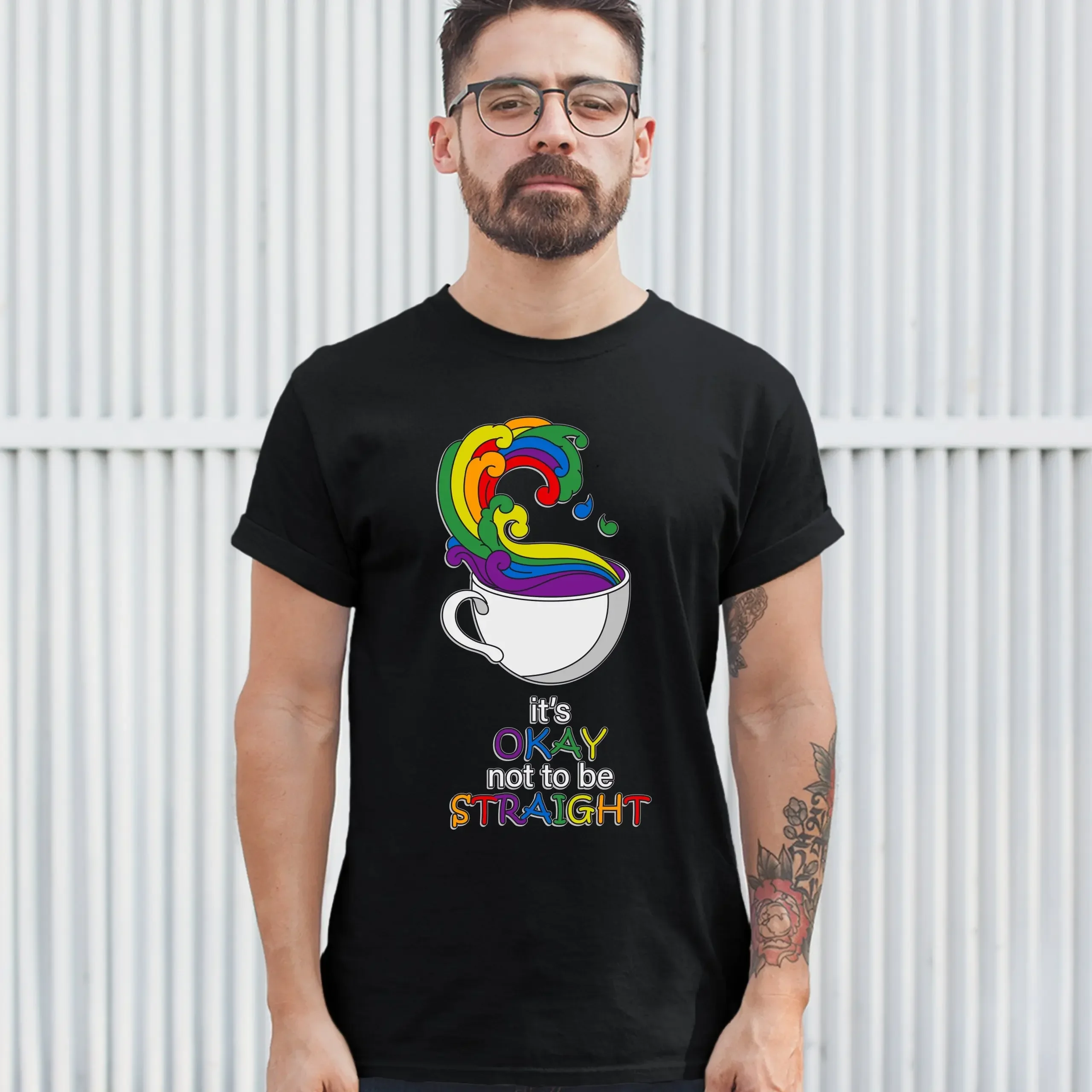 It's Okay Not To Be Straight. Funny Gay Acceptance LGBTQ Pride T-Shirt. Summer Cotton O-Neck Short Sleeve Mens T Shirt New S-3XL