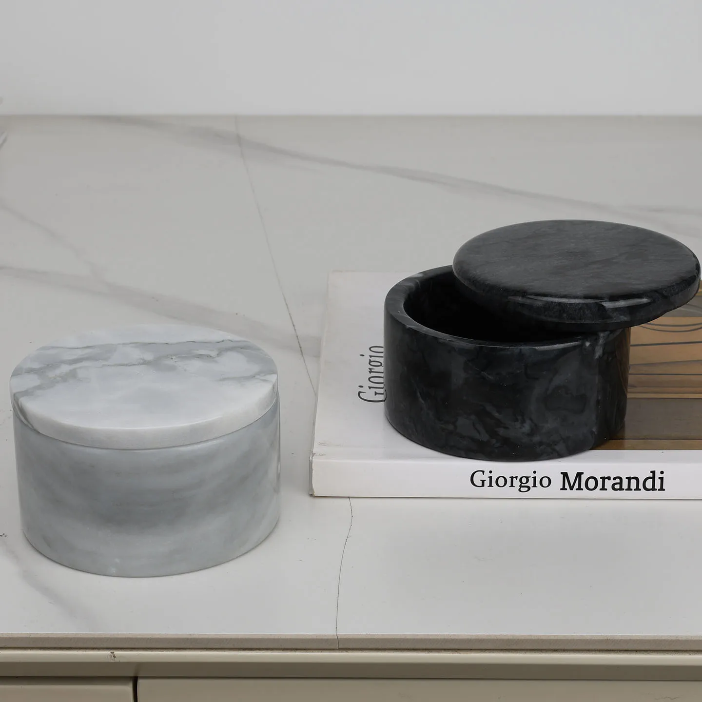 Natural Marble Small Jewelry Box, Sample Room Desktop Stone Aroma Storage Jar, Home Decor