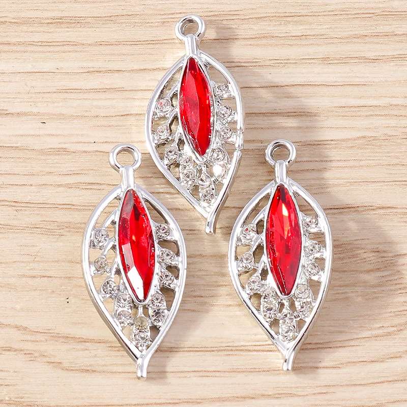 10 stücke 13x30mm Delicate Kristall Baum Blatt Charme für Schmuck Machen Frauen Mode Ohrringe Halsketten DIY armband Handwerk Geschenk – Detail 10