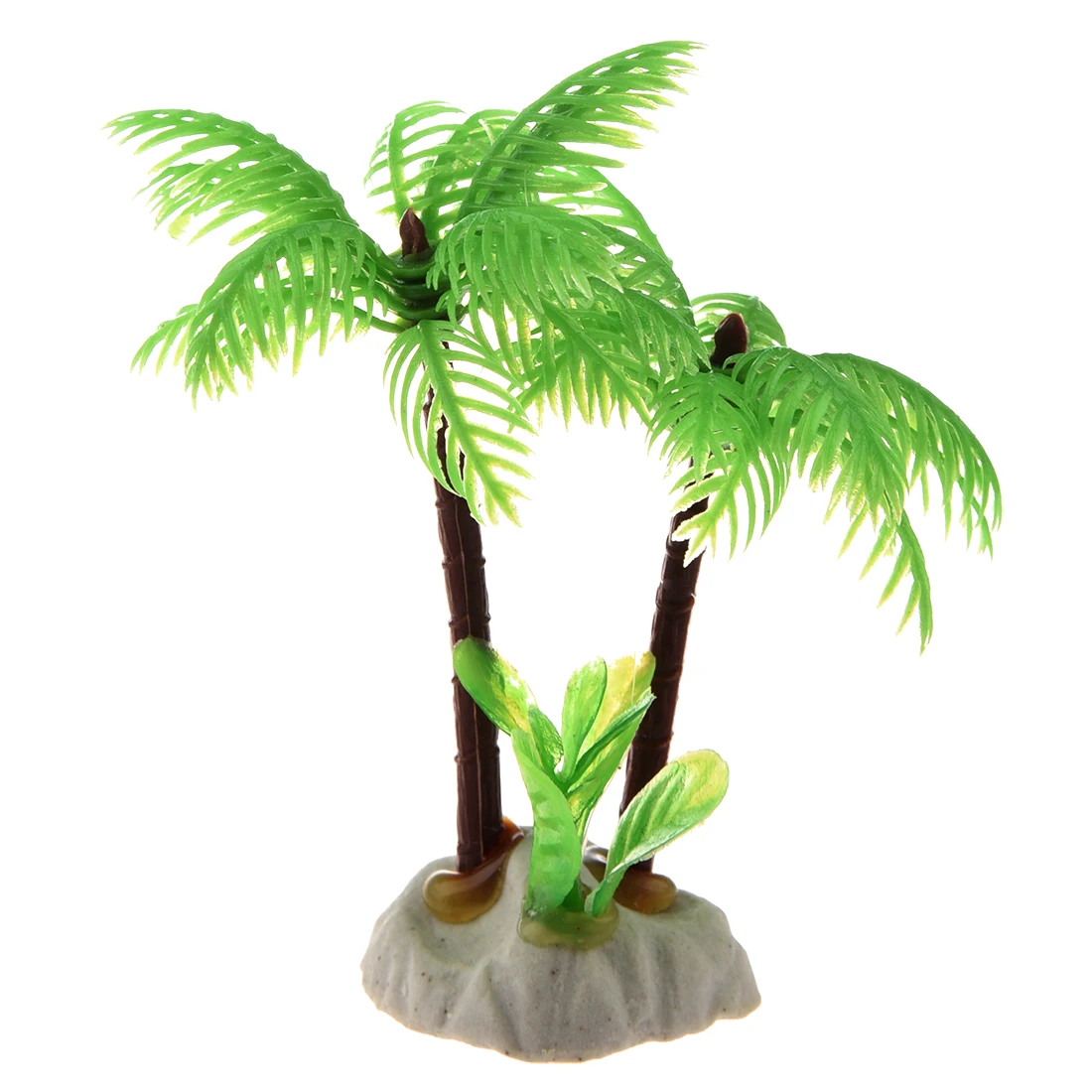 

Fish Tank Emulational Mini Coconut Tree Water Plants Decor w Ceramic