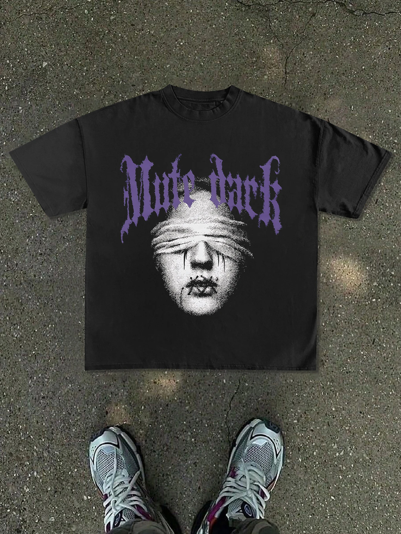 New men's T-shirt, background with purple gothic 