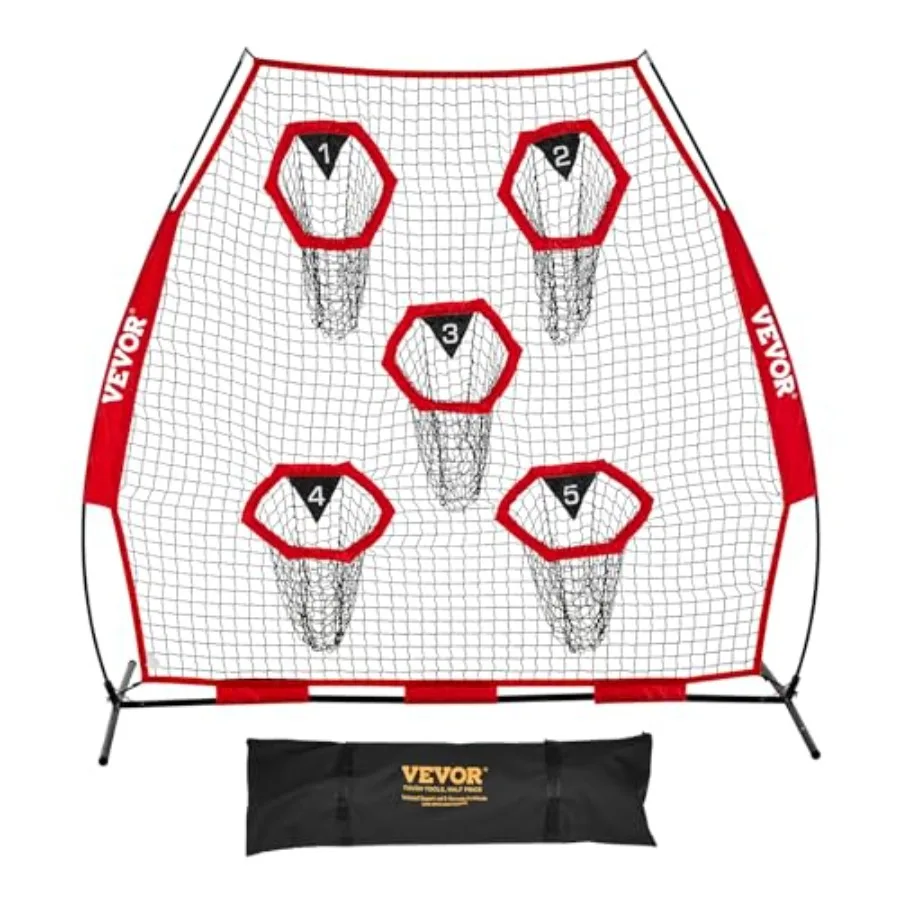 

7x7ft Football Trainer Throwing Net, Training Throwing Target Practice Net with 5 Target Pockets, Football Training Equipment I