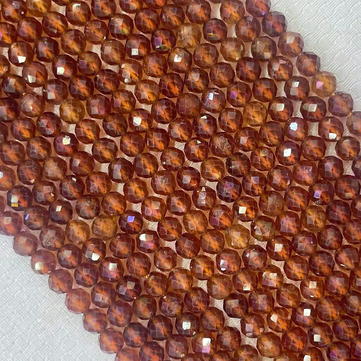 Noble Natural Brown Garnet Stone Bead 2/3/4MM Spessartine Crystal Round Faceted Loose Charm Bead DIY Bracelet Necklace Jewelry