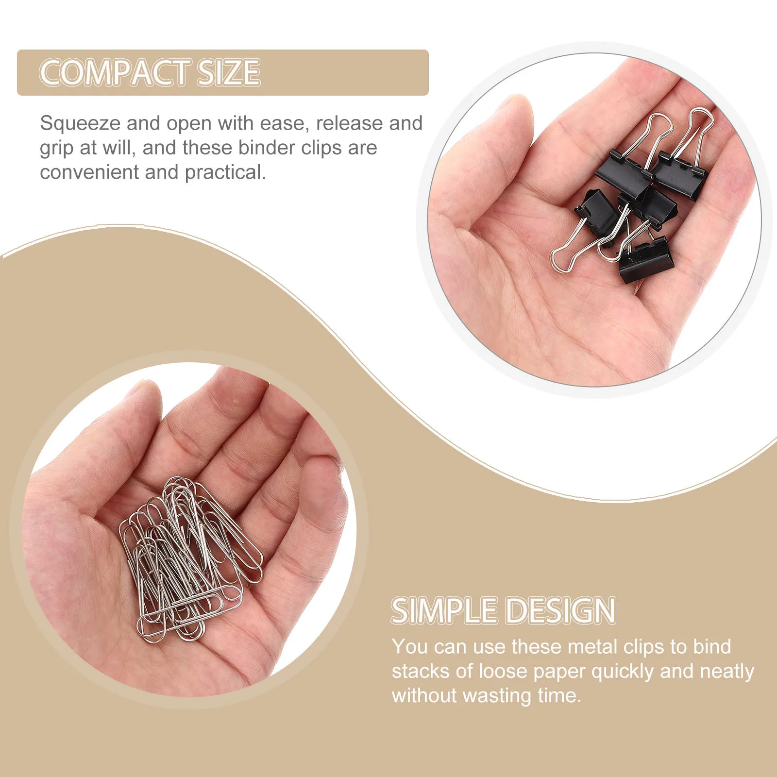 

1 Box Metal Binder Clips Combination Set Convenient Multi-Function Paper Clip Organizer Office Stationery Paper Clips