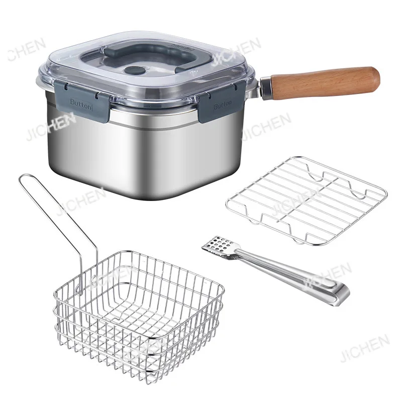 

Портативная многофункциональная фритюрница из нержавеющей стали 304 для улицы, с функцией сохранения свежести, для приготовления на пару (булочек, горячих блюд), без покрытия