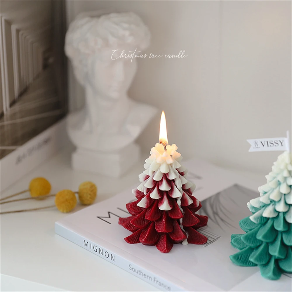 New Christmas Tree Candle Mold DIY Xmas Decoration Handmade Epoxy Resin Silicone Candle Mould Aromatherapy Soap Candle Wax Molds