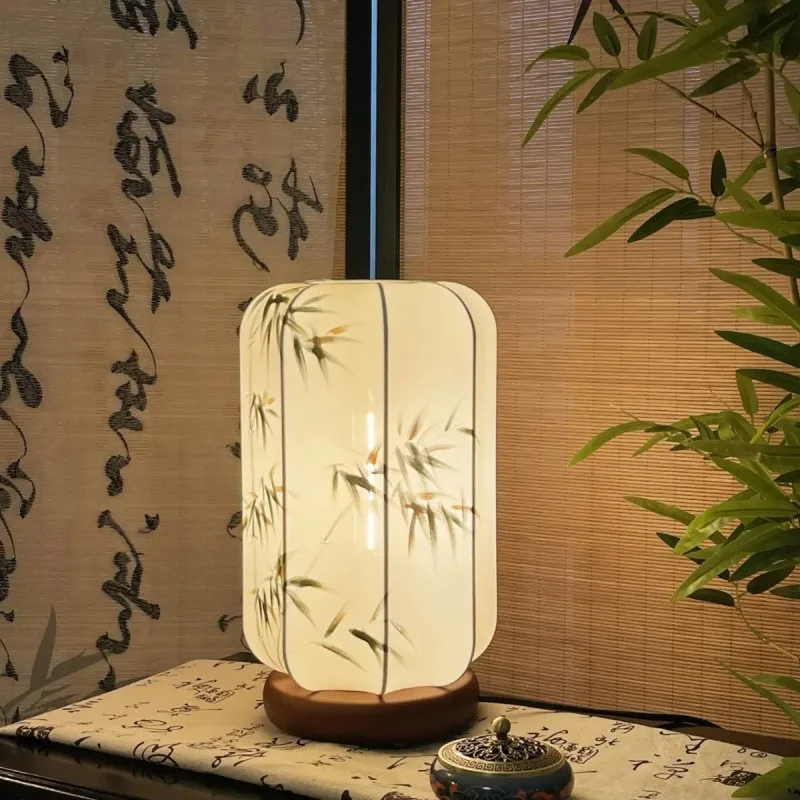 Hand painted Chinese style retro bedroom bedside lamp