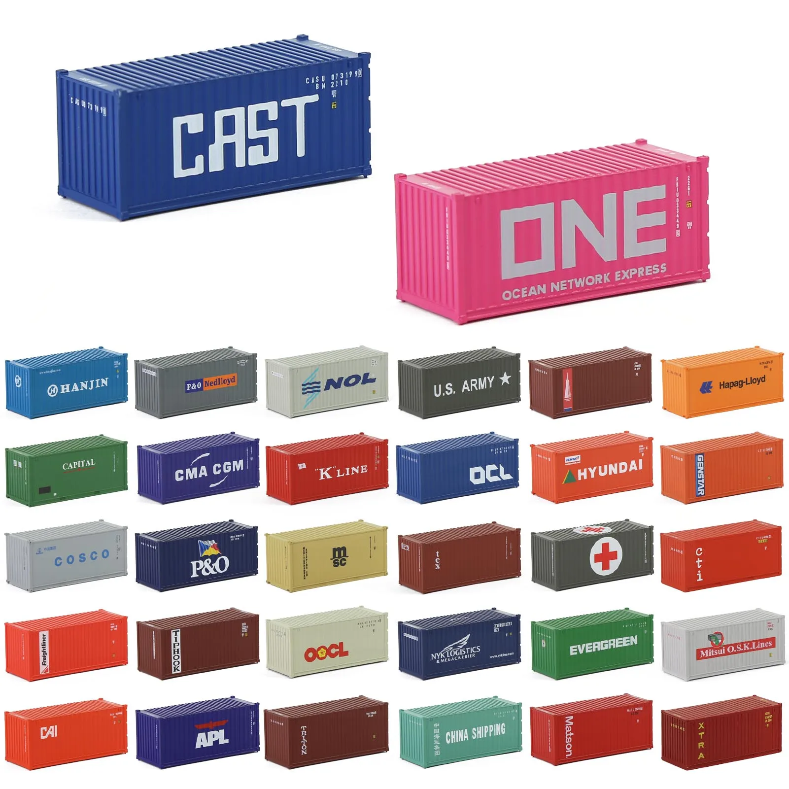 Evemodel Containers 3pcs N Scale 20\' Shipping Container 1:160 20ft Cargo Box with Magnets C15007