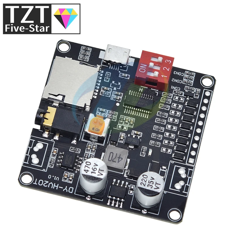 Imagem -05 - Módulo de Reprodução de Voz Suporte Cartão Micro sd Mp3 Music Player para Arduino 12v 24v Fonte de Alimentação 10w 20w Dy-hv20t