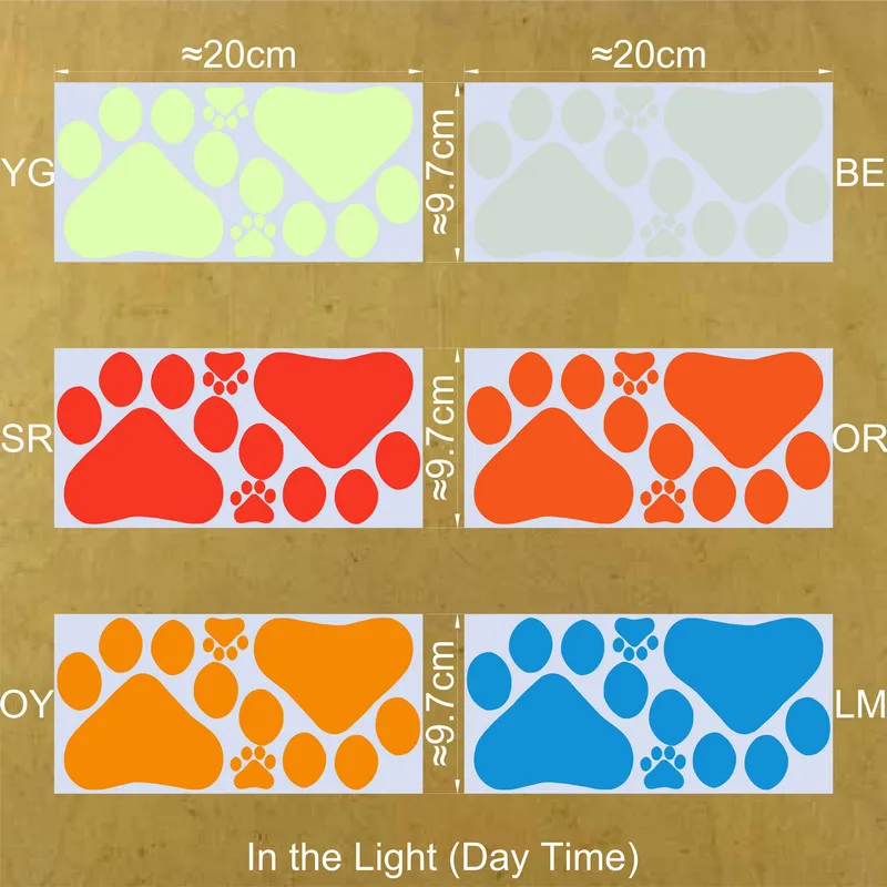 Glowing Cat Dog Paws Sticker Funny Cartoon Animal Footprints Wall Stickers Kids Room Children Bedroom Wardrobe Laptop DIY Decals