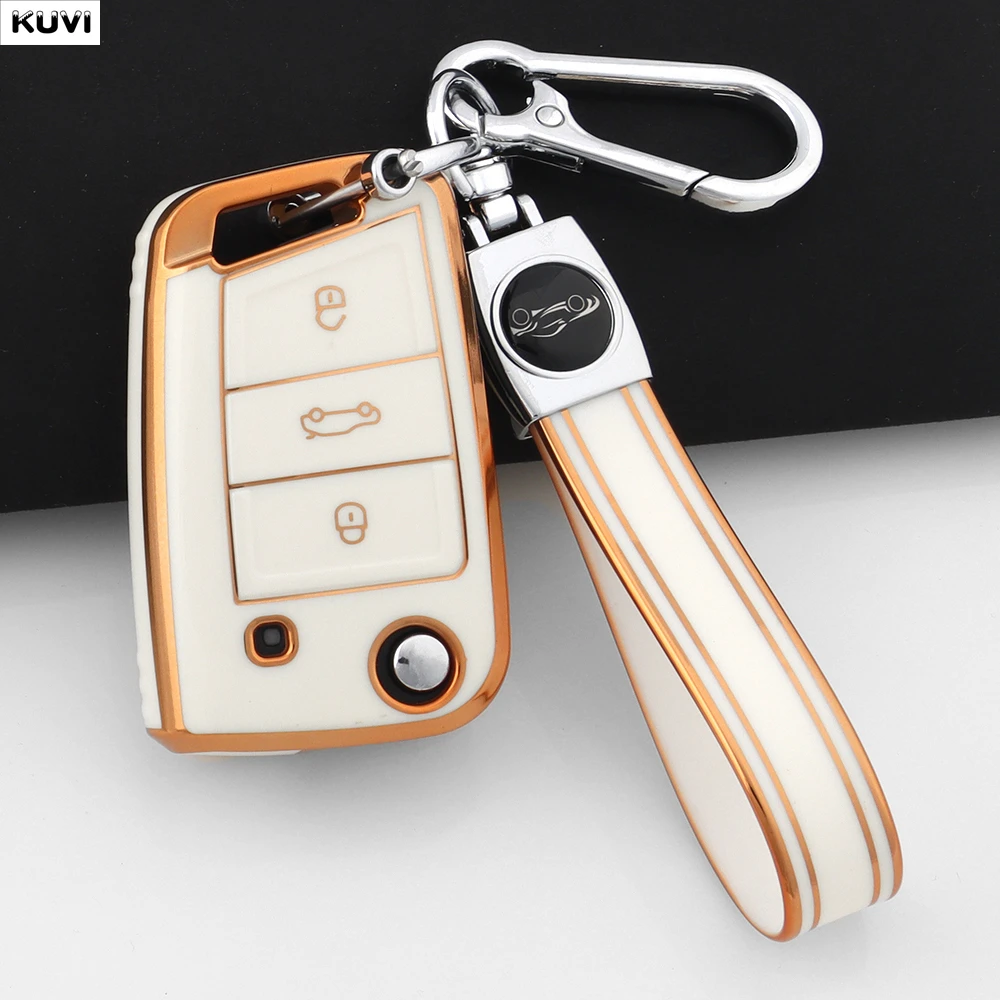 Fashion TPU Car Key Case Cover Shell For VW Volkswagen Golf 7 MK7 Tiguan MK2 For SEAT Ateca Leon FR 2 Ibiza For Skoda Octavia