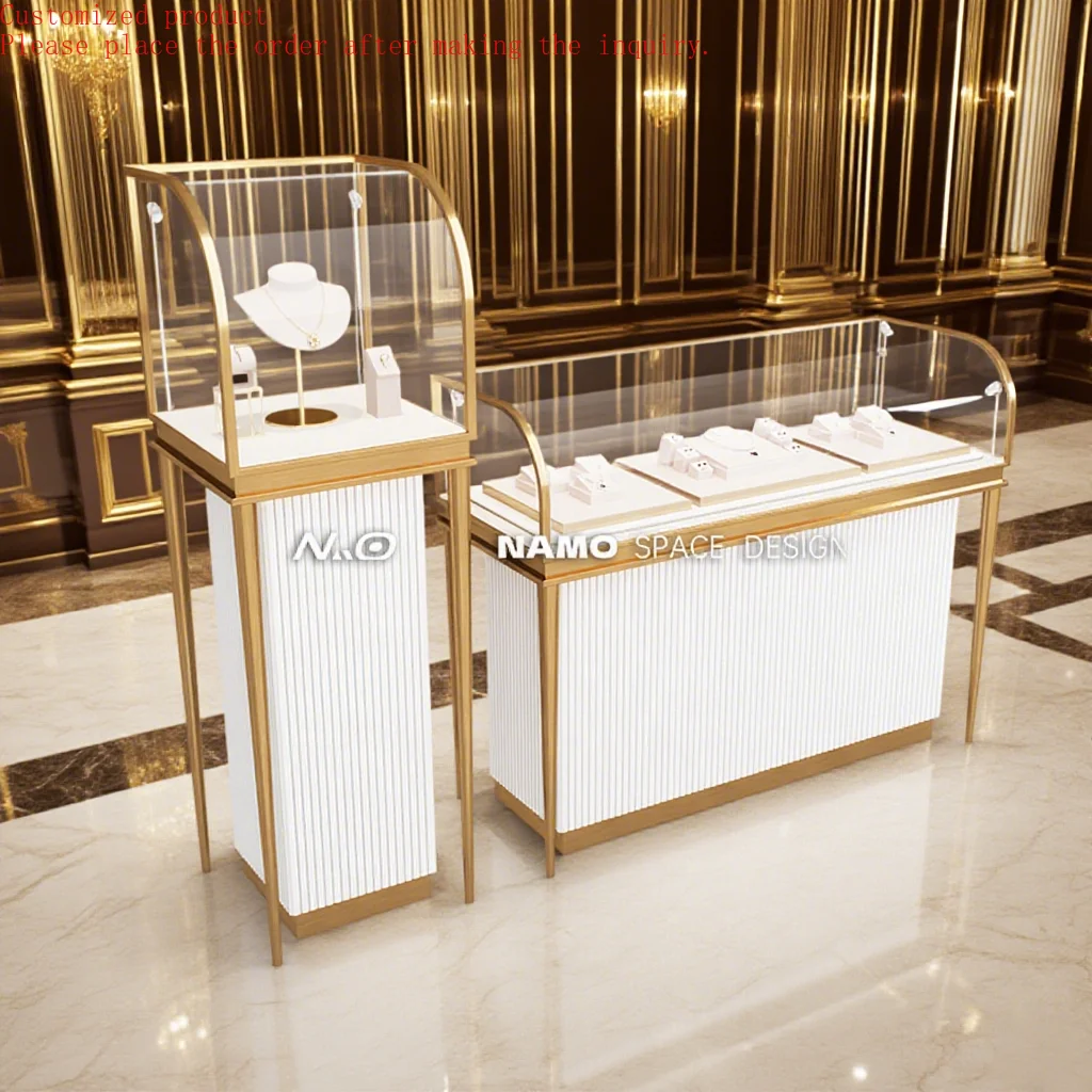 

Custom.Glass Counter Display Jewelry Showcase Metal Stand Displays for Shop Jewellery Showcase Display Cabinet