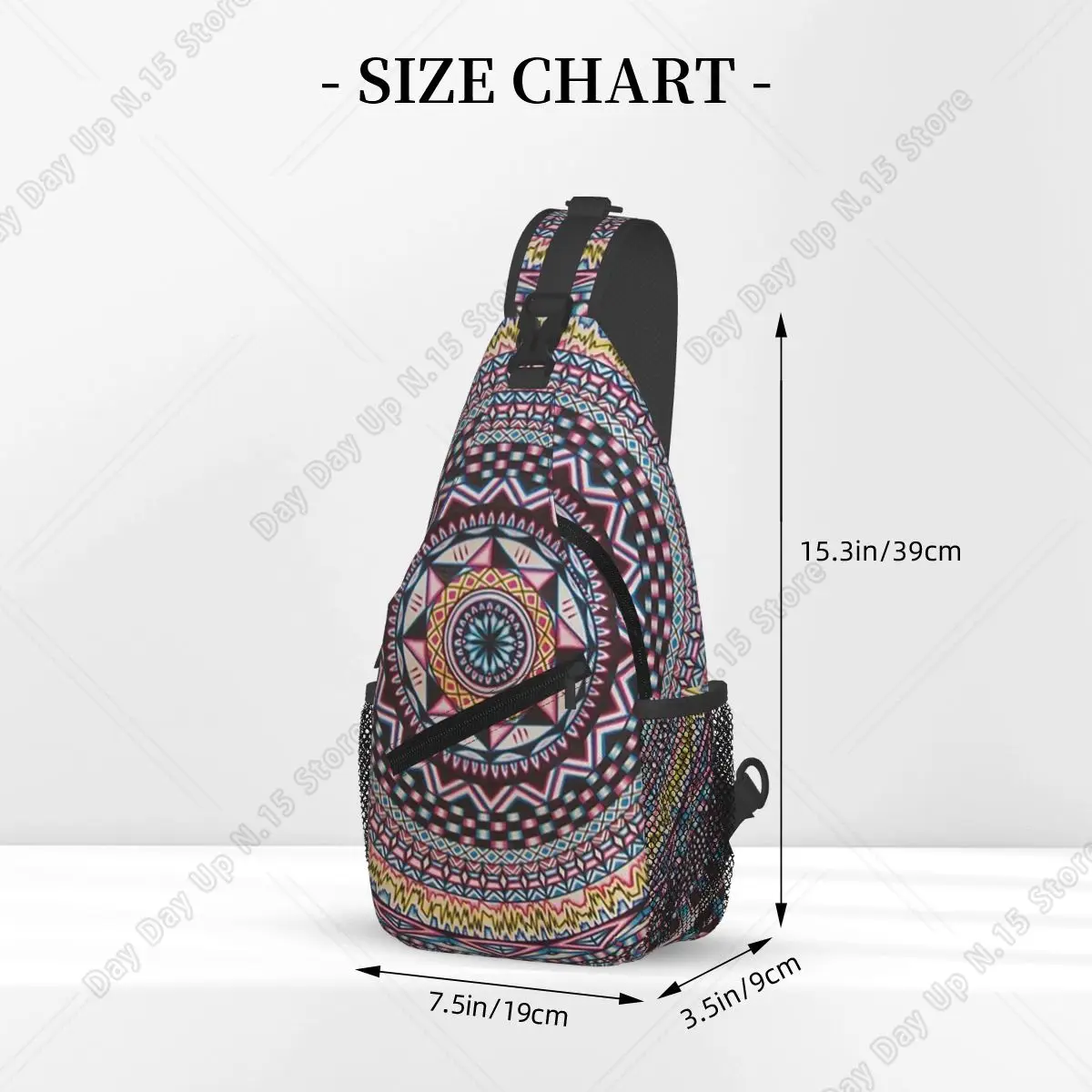 Mandala Psychedelic Bohemian Boho Chest Bag Men Sling Crossbody Backpack Chest Bag Travel Hiking Daypack Shoulder Bag view 3