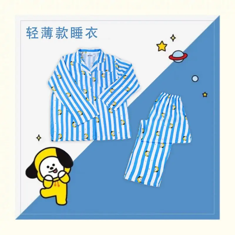 Anime Cartoon Bt21 Women\'s Pajamas Summer New Thin and Cute Home Wear Casual Wear Two-Piece Suit Couple Suit Gift for Friends