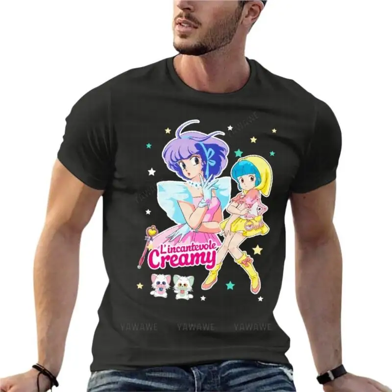 L'Incantevole Creamy - Creamy Mami Anime Oversized T Shirts Branded Men Clothing 100% Cotton Streetwear Large Size Tops Tee