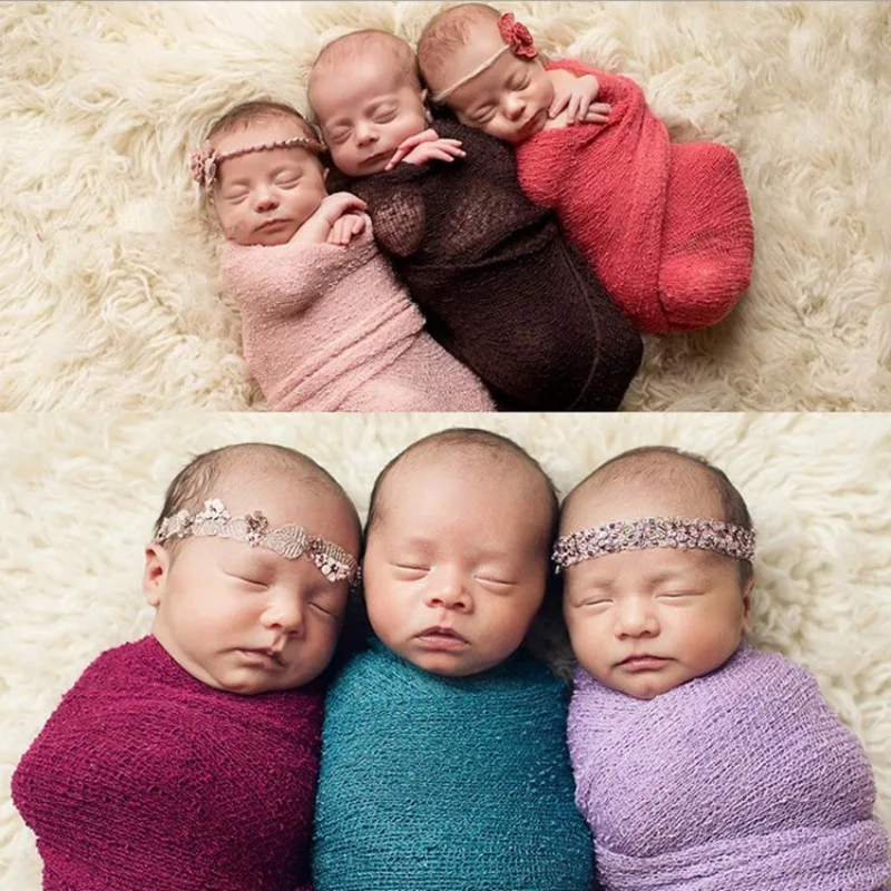 40*150cm Newborn Photography Props Soft Knitting Stretch Baby Wrap Cloths Posing Swaddling Blanket Baby Photography Accessories