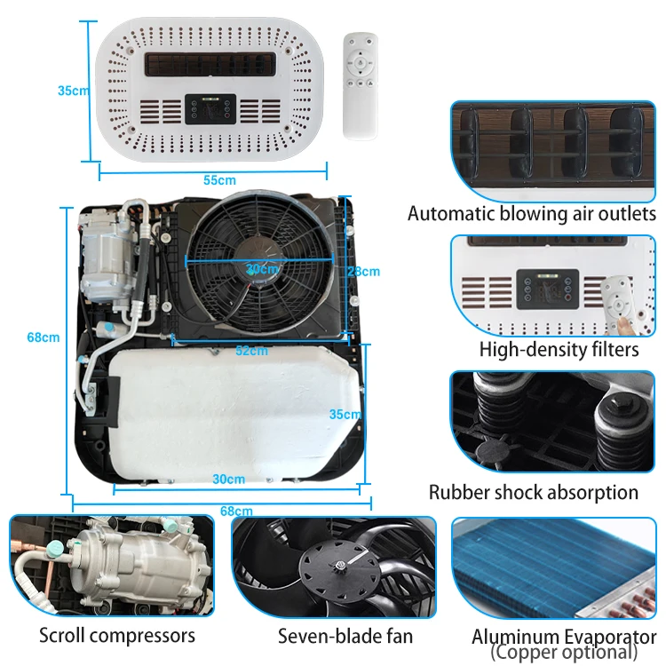 سقف Condicionado Dc Climatiseur Electrico Para ملحقات شاحنة السيارات 12 فولت Aire Acondicionado للمنزل المتنقل