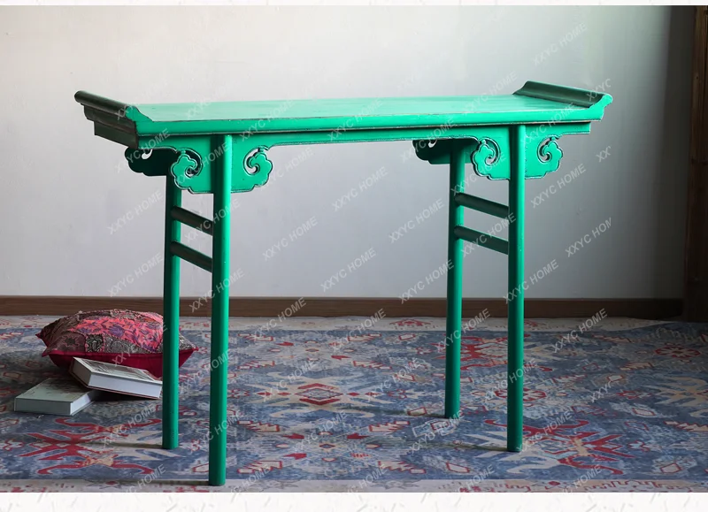 Solid wood Xuanguan platform strip several cases, incense case table on the wall, tilted head long table