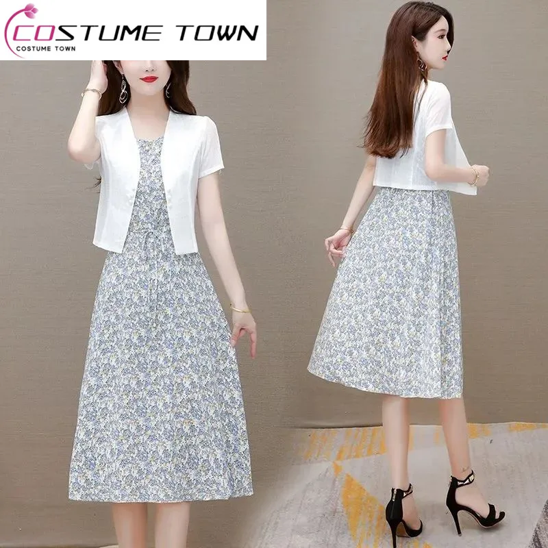 

Fragmented Summer Short Sleeve Small Shirt Fashion Two Piece Set 2023 New Korean Version Slim Fit Luxury Western Casual Dress